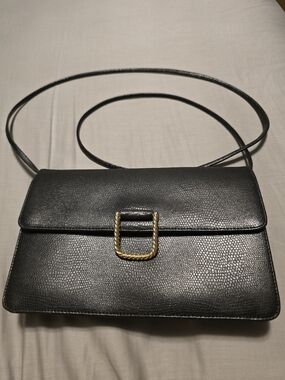 Givenchy Paris Black Leather Crossbody Shoulder Vintage Flap Bag Gold Buckle COA